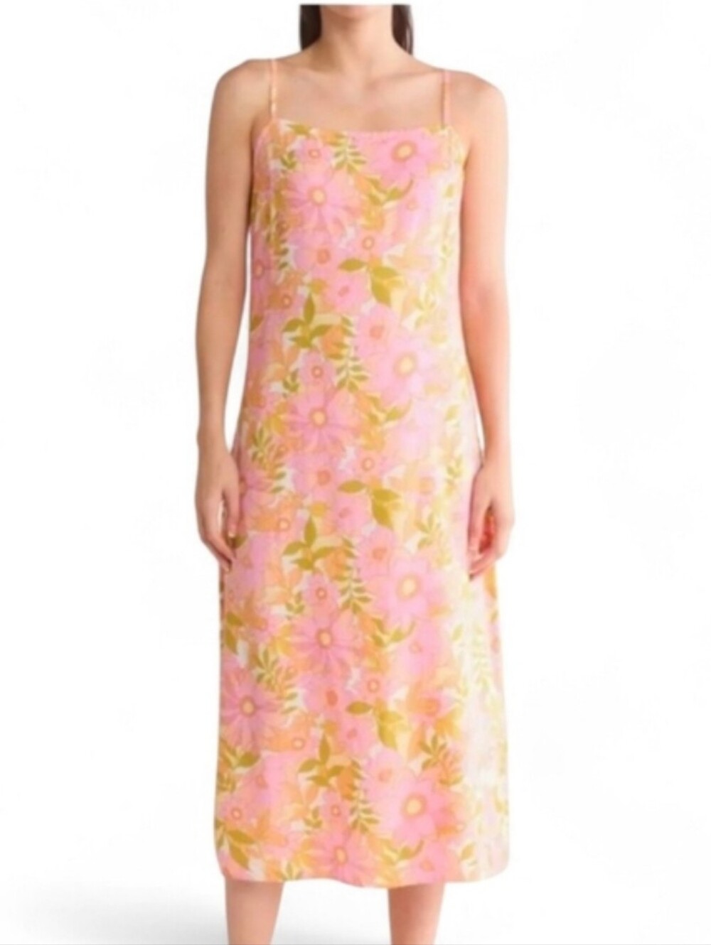BILLABONG Golden Hour Floral Midi Slip Dress - Large